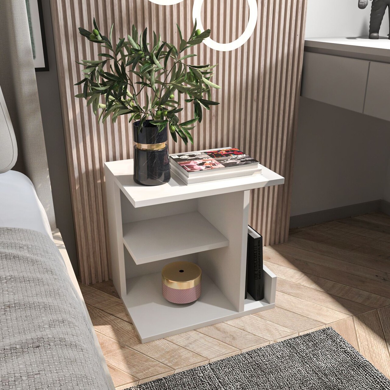 Noptiera, Zena Home, Karamira, Alb - 1 | YEO