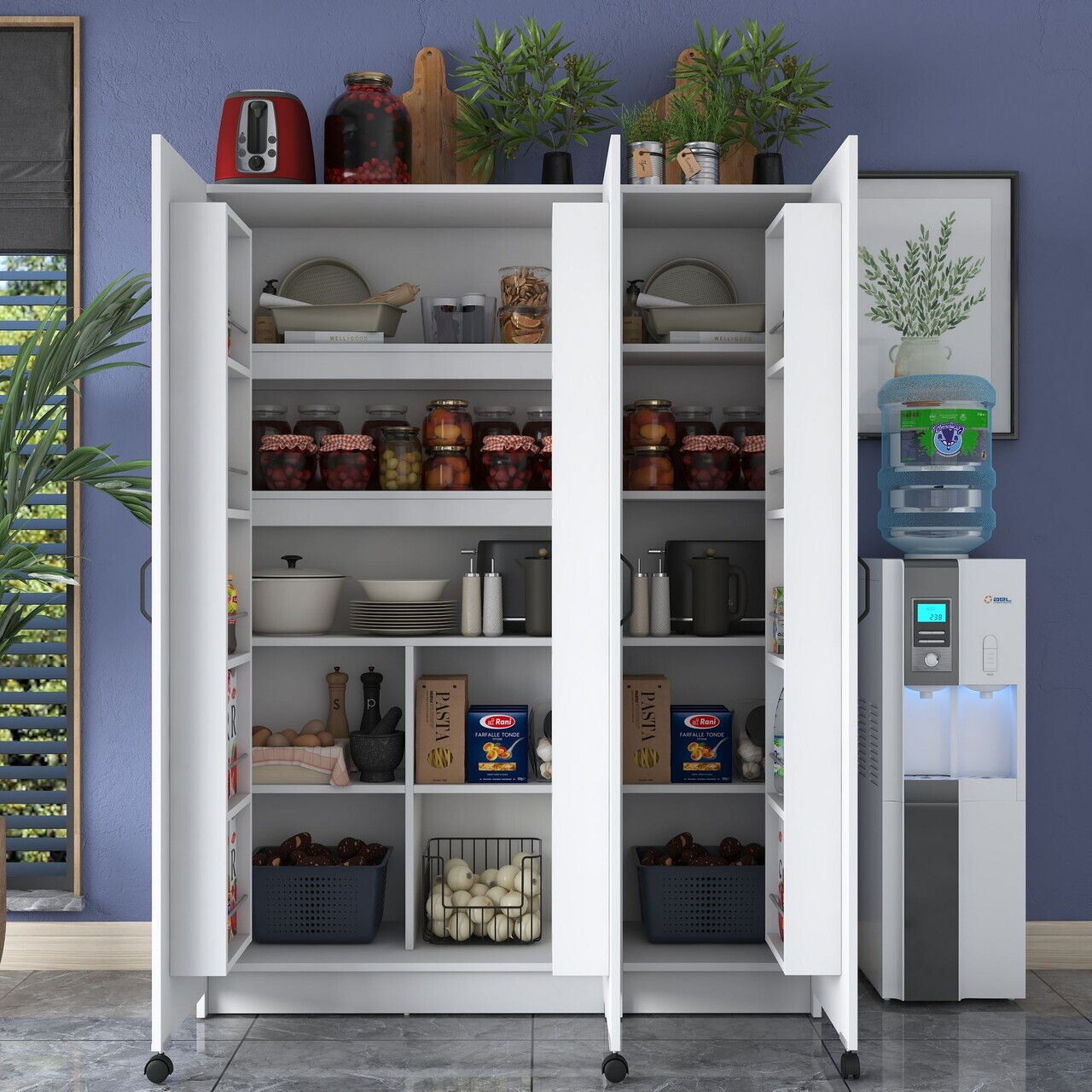 Dulap multifunctional, Hanah Home, JE109, 135x180x42 cm, PAL melaminat, Alb - view 5