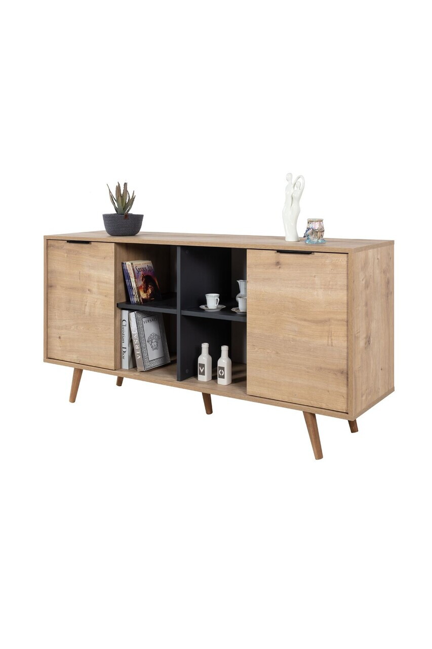 Consola, Hanah Home, Sina 4619, 160x82x44 cm, PAL, Stejar safir / Antracit — imaginea 6