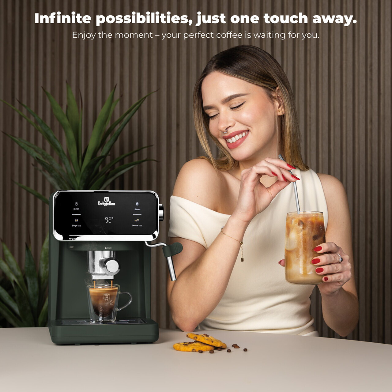 Espressor digital 3 in 1 Berlinger Haus, Matte Green, 950W, 21x25.9x28 cm, inox, verde mat - view 9