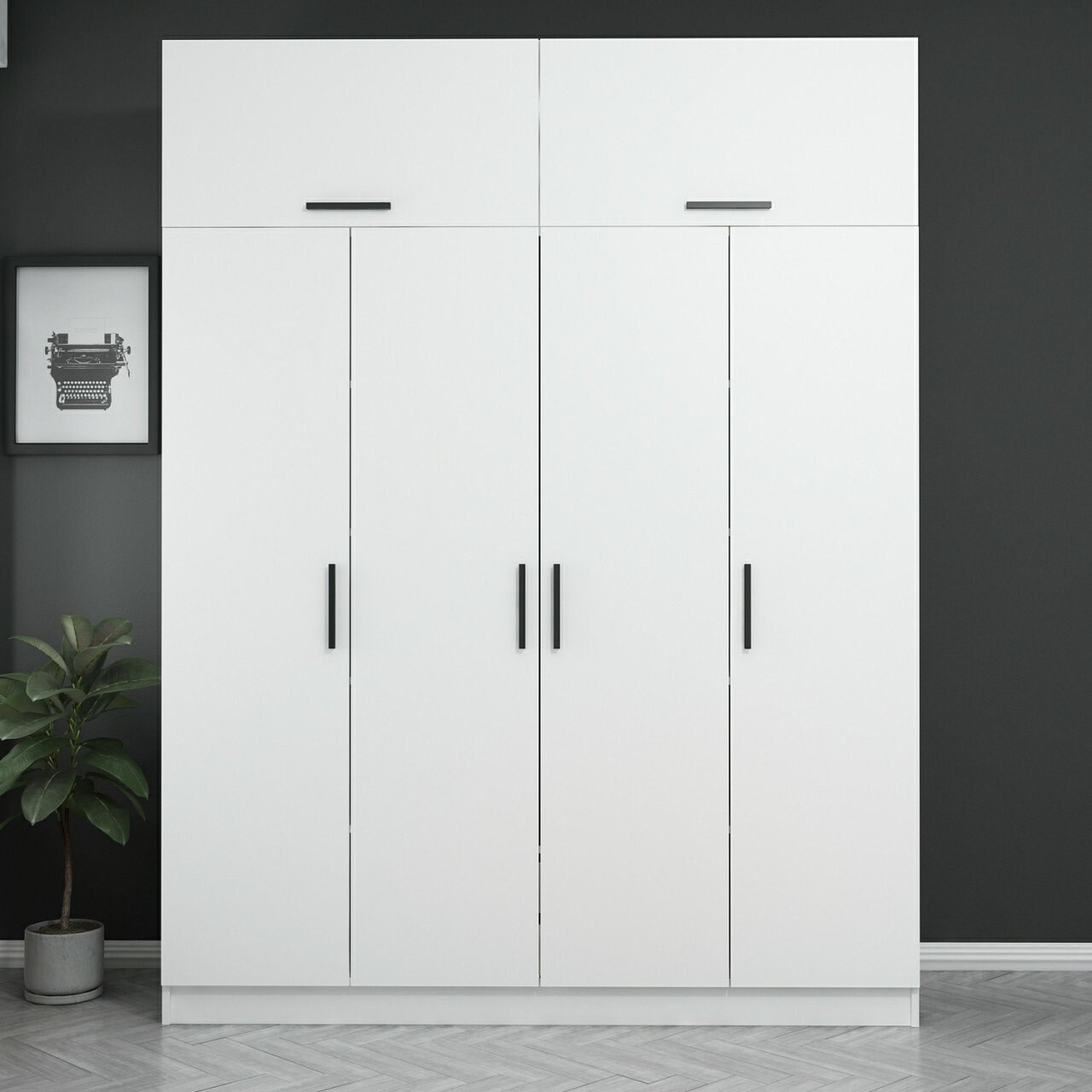 Dulap pentru haine, Minerva, Kale, 180x235x52 cm, PAL, Alb - 1 | YEO