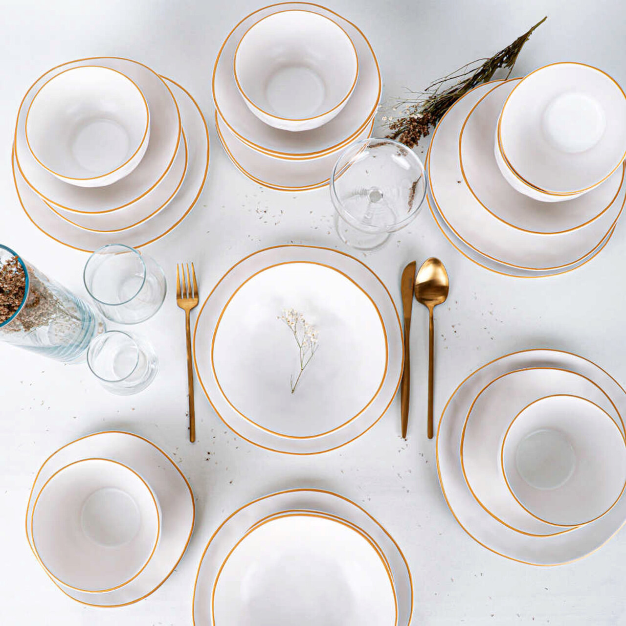 Serviciu de masa, Keramika, 275KRM1685, Ceramica, Aur/Alb