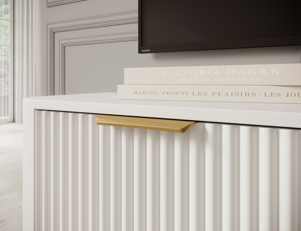 Comoda TV ELTAP, Chavelle, 150x40x60 cm, PAL/MDF, alb - imagine 8