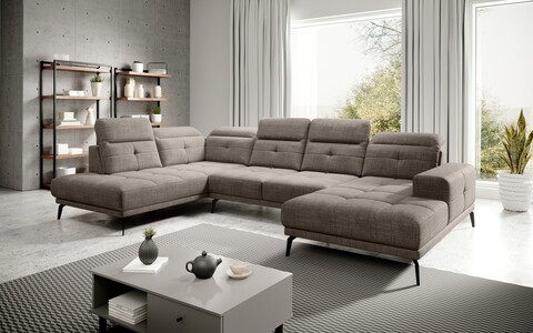 Coltar stanga 6 locuri ELTAP, LT-20MAR, Bretan, 350x205x107 cm, lemn/poliester, bej inchis