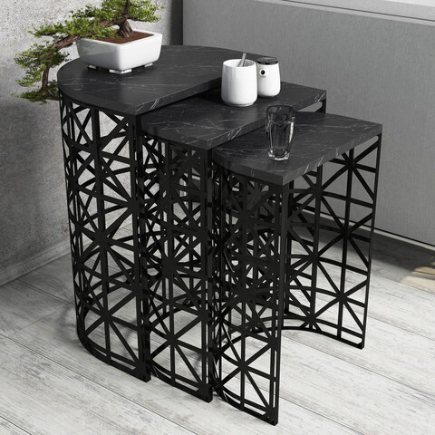Set masute 3 piese, hommy craft, stil, negru