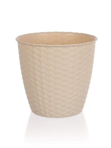 Ghiveci, Rattan Creamy, Vetro-Plus, 19x17.5 cm, plastic, crem
