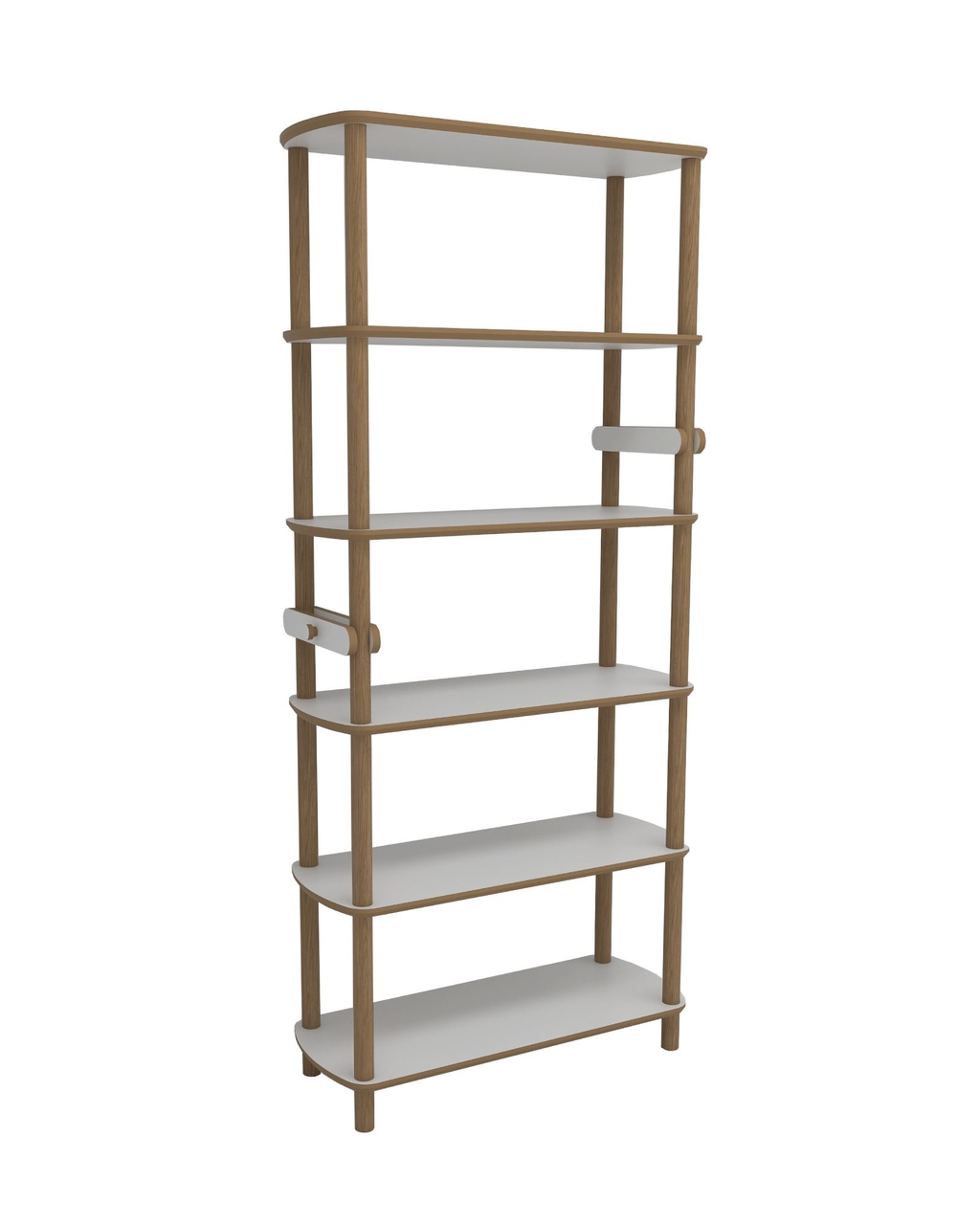 Corp biblioteca, Hanah Home, Rosa 6, 80x174x30 cm, Stejar / Alb - view 7