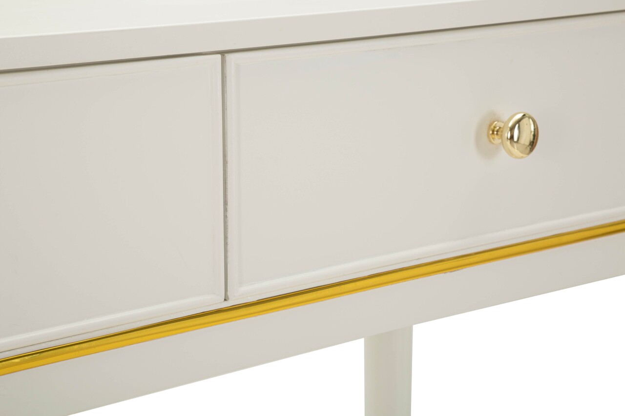 Consola, Mauro Ferretti, Camille, 101x37x78 cm, lemn de pin, alb/auriu - imagine 3