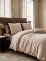Lenjerie de pat King Size, Tovi, Homla, 200x220 cm, 3 piese, bumbac, bej/maro