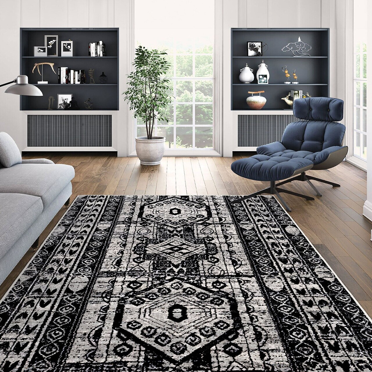Covor, Kece-Fr88, 60x100 cm, Negru