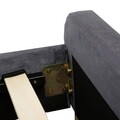 Pat tapitat Mikkel, Homla, 160x200 cm, metal/MDF/catifea din poliester, gri inchis