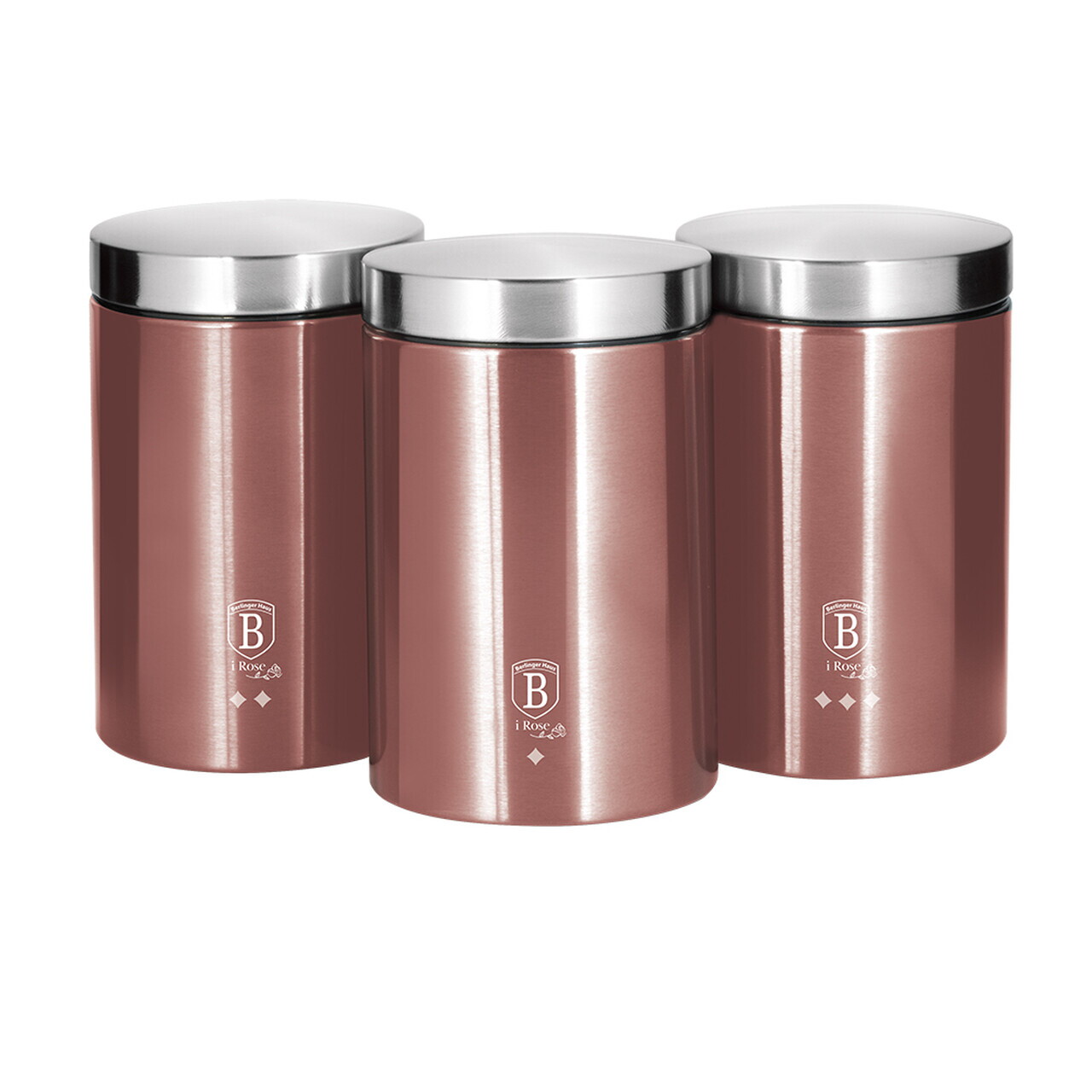 Set 3 recipiente depozitare Berlinger Haus, I-Rose, 11x17.8 cm, inox, roz/argintiu - imagine 2