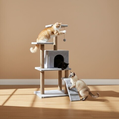 Casă pentru pisici, Paws & Whiskers, Arden, MATERIAL TEXTIL WELSOFT, Gri