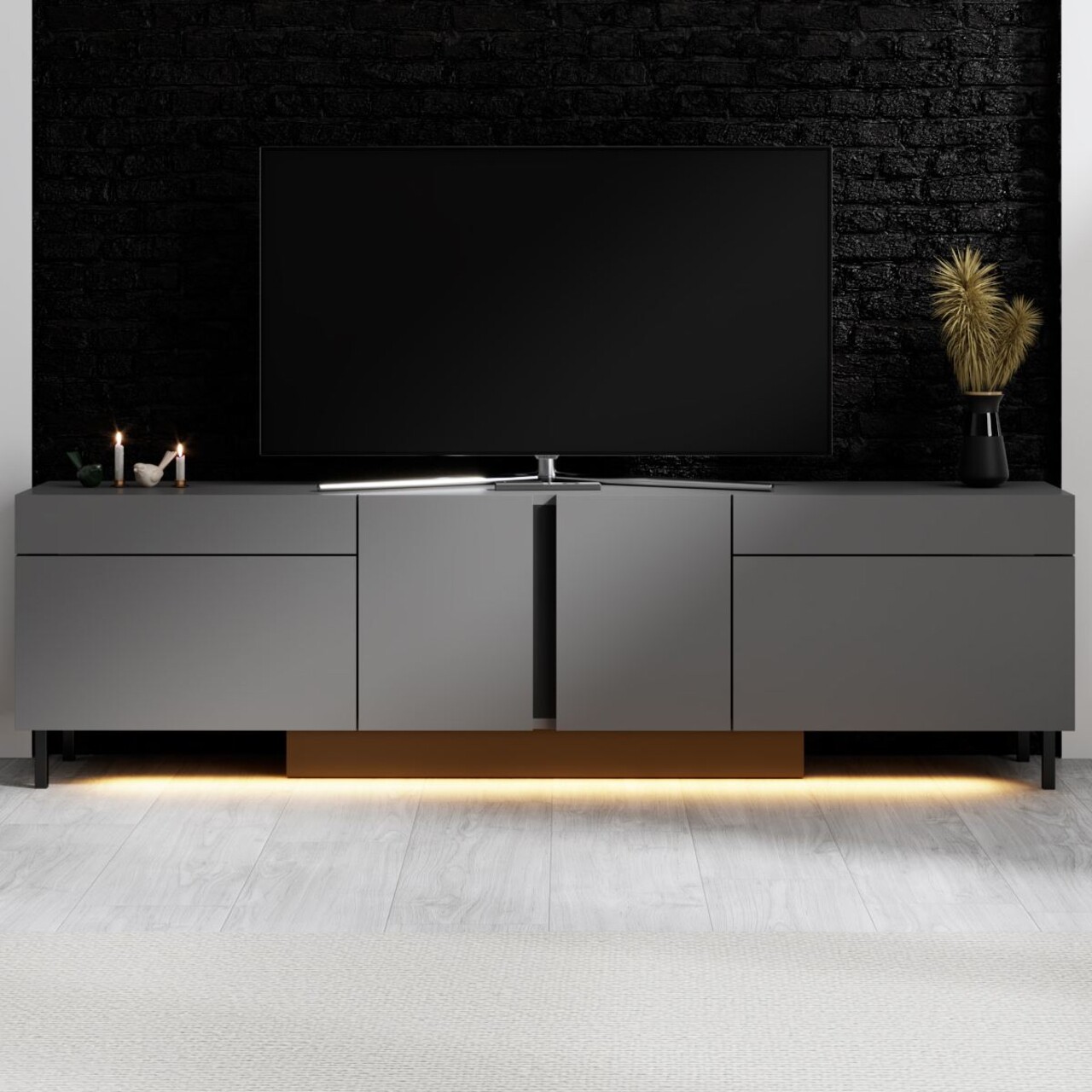 Comoda TV, Hanah Home, Paris, 180x50x32 cm, Antracit - imagine 2
