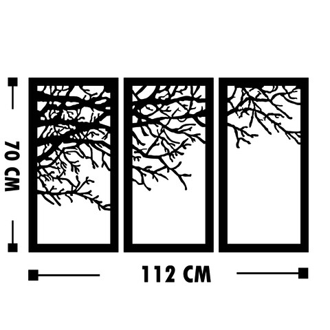 Set 3 decoratiuni de perete, Tree 11, Tanelorn, 112x70 cm, metal