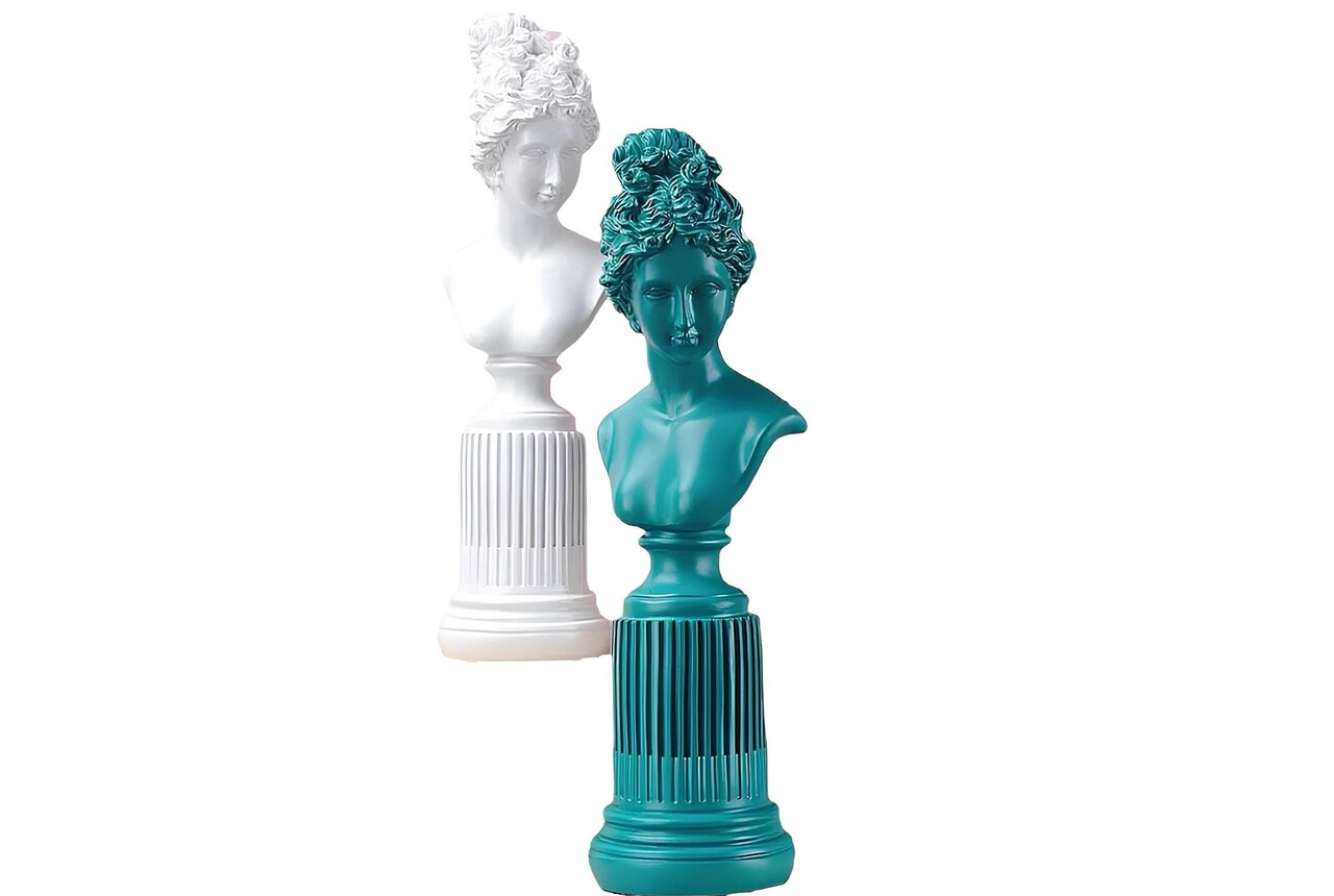 Set de obiecte decorative, CY0442, Poliester, Turcoaz/Alb