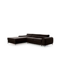 Coltar extensibil stanga 3 locuri ELTAP, LT-22NU, Grayson, 278x205x92 cm, lemn/poliester, maro inchis