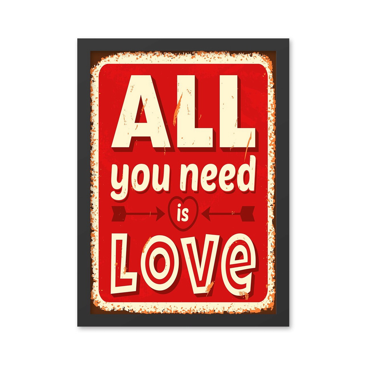 Tablou decorativ, Love (55 x 75), MDF , Polistiren, Roșu / Crem