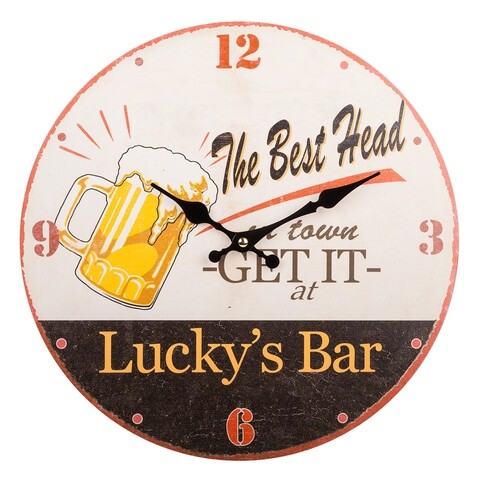 Ceas de perete Lucky's Bar, Creaciones Meng, 34 cm, MDF