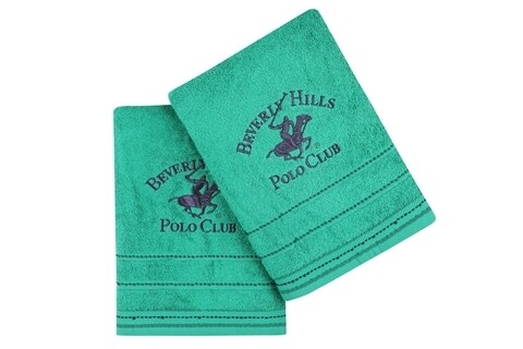 Set 2 prosoape de baie, Beverly Hills Polo Club, 403 Green,70 x 140 cm, 100% bumbac Beverly Hills Polo Club