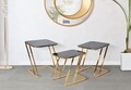 Set 3 masute Simple, Mauro Ferretti, 44x50.5x55.5 cm, fier, negru/auriu