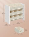 Organizator jucarii / mobilier camera copilului, Songmics, 9 compartimente, 62.5x29.5x60 cm, PAL, alb cloud