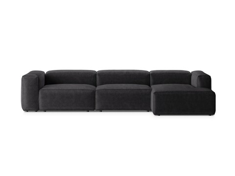 Coltar dreapta 4 locuri, Bergamo, Cosmopolitan Design, 344x152x70 cm, catifea chenille raiata, gri