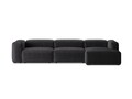 Coltar dreapta 4 locuri, Bergamo, Cosmopolitan Design, 344x152x70 cm, catifea chenille raiata, gri