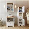 Set Dulap de Baie cu Chiuvetă și Oglindă (3 Piese), Hanah Home, 2409, MDF-LAM, Alb mat