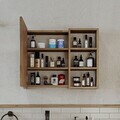 Dulap de baie cu oglindă, Hanah Home, 2462, 75x60x16 cm, MDF, Maro
