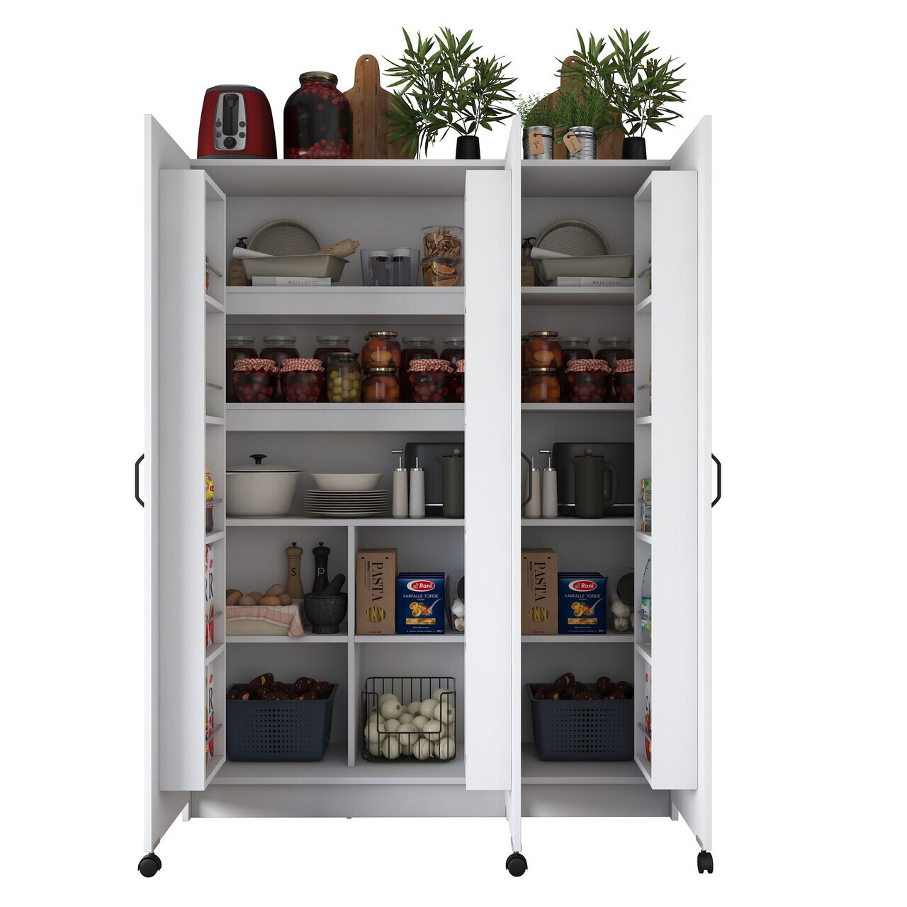 Dulap multifunctional, Hanah Home, JE109, 135x180x42 cm, PAL melaminat, Alb - view 9