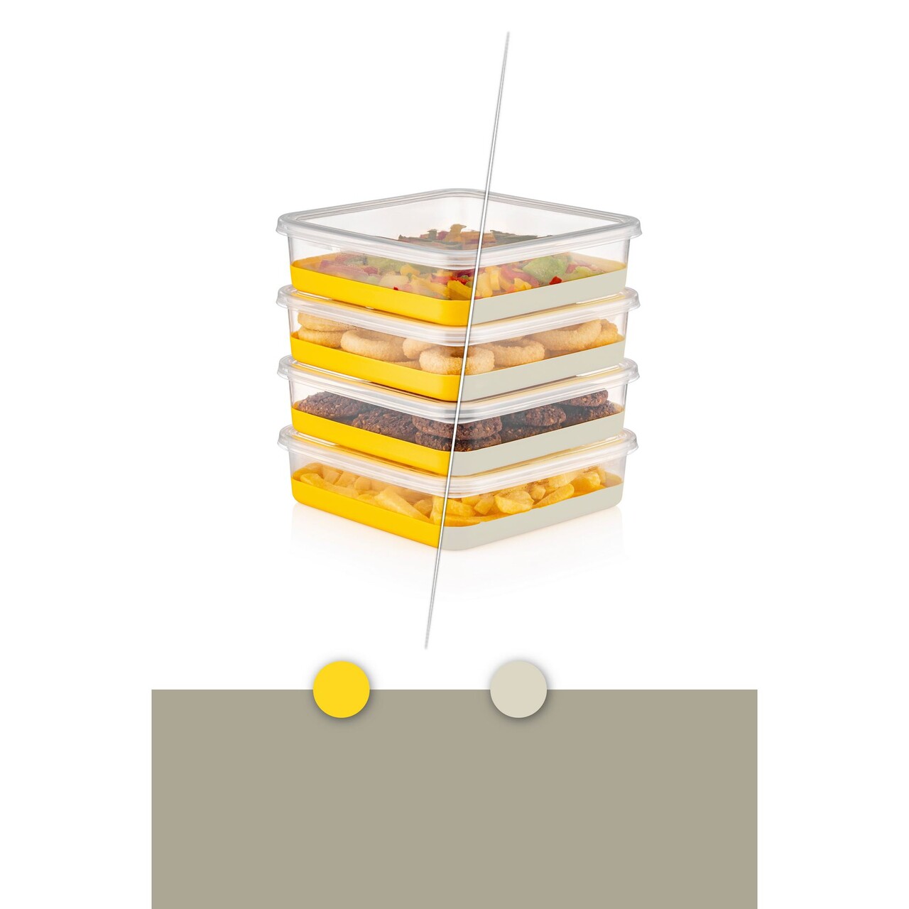 Set organizatoare frigider, Hermia, 964FRM3434, Dimensiune: 10,5 x 21,5 x 6,5 cm / 1000 ml (4 bucăți) , Gri - imagine 5