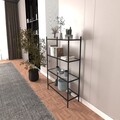 Corp biblioteca, Caliente, Marta, 80x126x30 cm, Sticla temperata, Negru