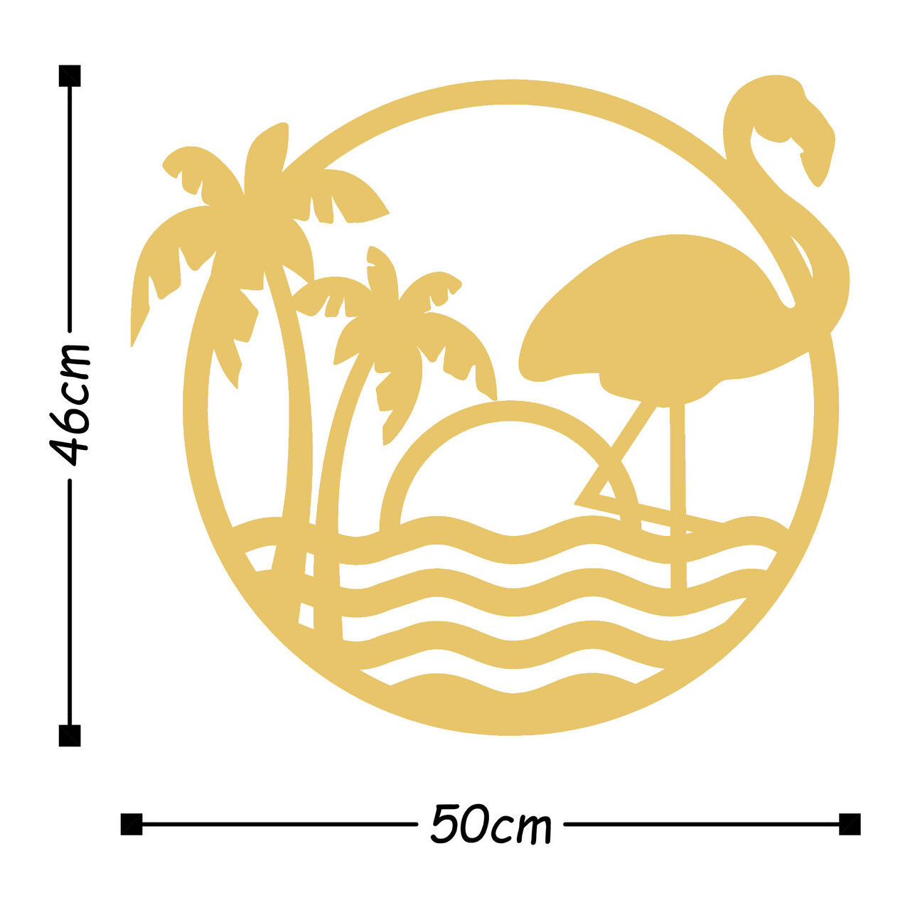 Decoratiune de perete, Holiday, Metal, Dimensiune: 50 x 46 cm, Auriu