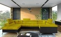Coltar extensibil stanga 6 locuri ELTAP, Th-23, Thiago, 342x208x88 cm, lemn/poliester, galben/negru