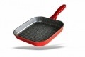 Tigaie Grill Home Chef, Heinner, 4 x 28 cm, aluminiu turnat, sticla, negru/rosu