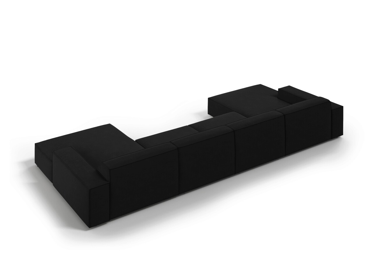 Canapea panoramica 6 locuri, Jodie, Micadoni Home, BL, 364x166x70 cm, catifea, negru - 2 | YEO