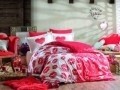 Lenjerie de pat dubla Love Me Red, Hobby, 4 piese, 240 x 260 cm, 100% bumbac ranforce, alb/rosu