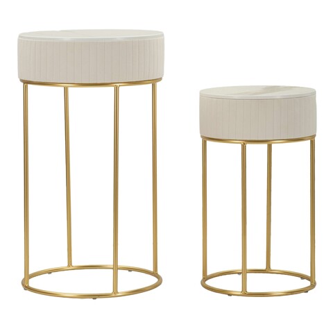 Set 2 masute inalte Wedding, Mauro Ferretti, 50x90 cm, 40x70 cm, lemn de pin/MDF/metal, crem/auriu