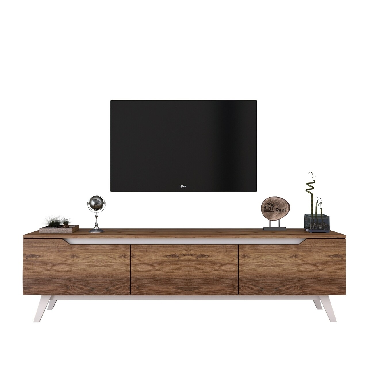 Comoda TV D1 - 795, Wren, 180 X 35 X 48.6 Cm, Walnut/white