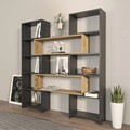 Corp biblioteca, Zena Home, Poyraz, 163.5x150x22 cm, PAL, Negru / Stejar