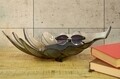 Bol decorativ, Leaf Light Brown, Mauro Ferretti, 46x24x13 cm, sticla reciclata