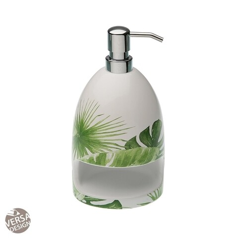 Dozator pentru detergent de vase 800 ml cu suport pentru burete New Leaves, Versa, Ø11x20.5 cm, ceramica