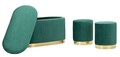 Set bancheta si 2 taburete Shopy, Mauro Ferretti, 80x37x42 cm, 29x35 cm, fier/MDf/poliester, verde/auriu
