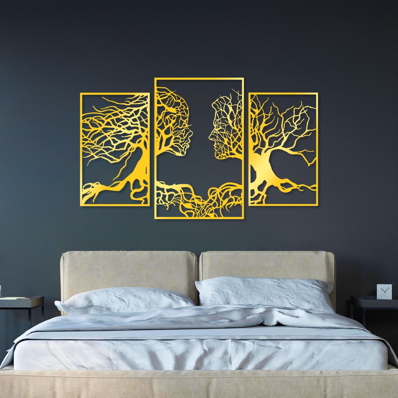 Decoratiune de perete, Golden Triple Root Human 1, Dimensiune: 116 x 71 cm, Auriu - view 2