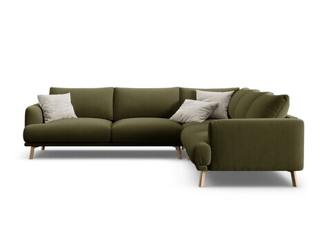 Coltar simetric 5 locuri, Naomi, Micadoni Home, 280x280x75 cm, catifea, verde