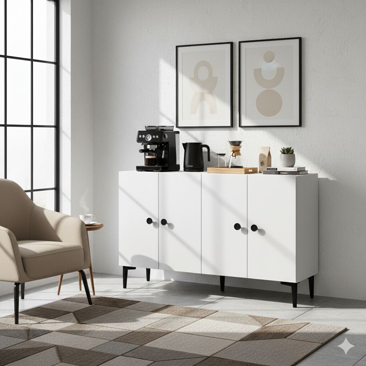 Consola, Hanah Home, Pella 120, 120x75x32 cm, Alb - view 3