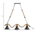 Lustra Rope, Mauro Ferretti, 84 x 20 x 88 cm, 3 x E27, 20W, fier/sfoara, maro/negru