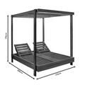Sezlong tip pat dublu / pat de zi Dual, Pakoworld, 173x205x196 cm, lemn de fag, natural