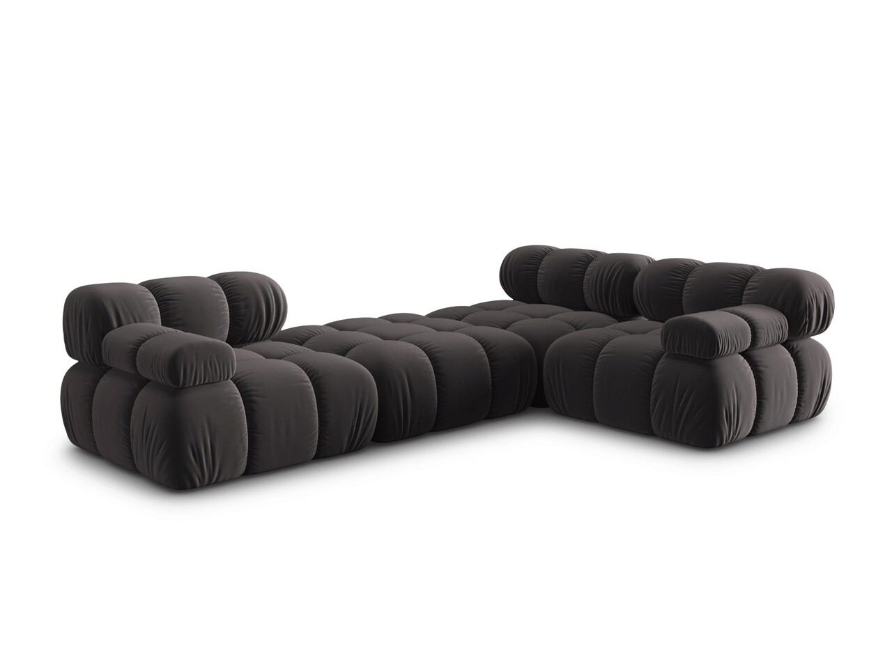Canapea modulara 4 locuri, Bellis, Micadoni Home, BL, 282x188x63 cm, catifea, gri inchis - 1 | YEO